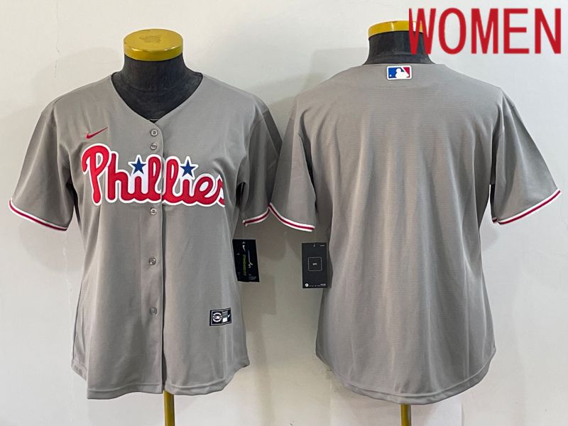 Women Philadelphia Phillies Blank Grey Game Nike 2022 MLB Jersey